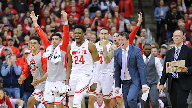 Ohio State Basketball Excited Team Shot
